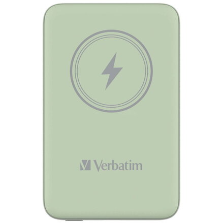 Verbatim, power banka s bezdrátovým nabíjením, 5V, nabíjení telefonu, 32246, 10 000mAh, magnetické připevnění, zelená