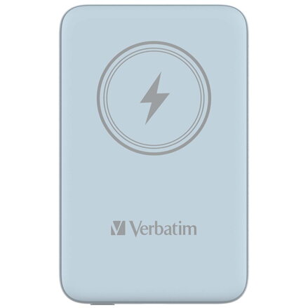 Verbatim, power banka s bezdrátovým nabíjením, 5V, nabíjení telefonu, 32247, 10 000mAh, magnetické připevnění, modrá