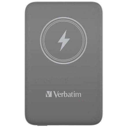 Verbatim, power banka s bezdrátovým nabíjením, 5V, nabíjení telefonu, 32249, 10 000mAh, magnetické připevnění, šedá