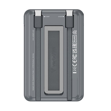 Verbatim, Power banka Charge ,n, Go se dvěma kabely, 5V, nabíjení telefonu, 32251, 5 000mAh, magnetické připevnění, šedá