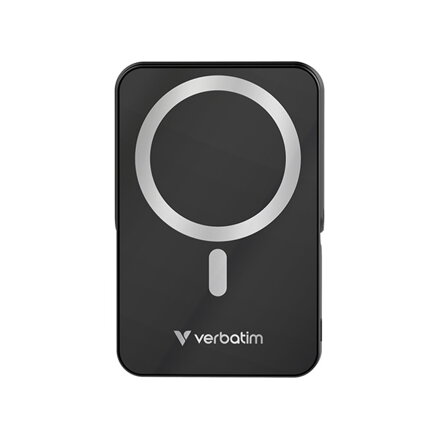 Verbatim, power banka s bezdrátovým nabíjením, 5V, nabíjení telefonu, 32264, 10 000mAh, magnetické připevnění, černá