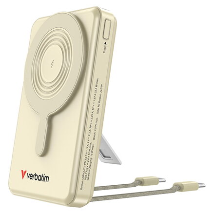 Verbatim power banka Charge ,n, Go 2C  Display s kabely 12V, nabíjení telefonu, 32274, 10000mAh, magnetické připevnění, zlatá