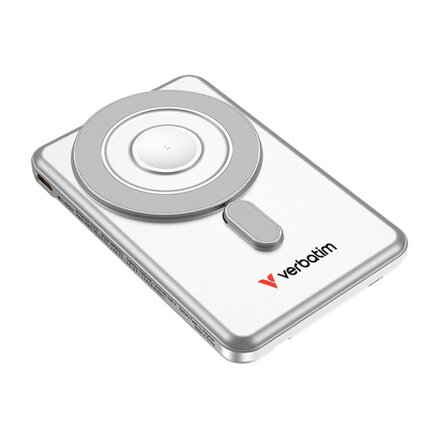Verbatim, powerbanka, Charge ,n, Go 2C se dvěma kabely, 5V, nabíjení telefonu, 32276, 5 000mAh, magnetické připevnění, stříbrná