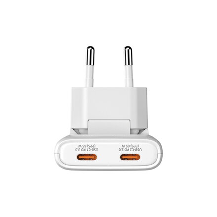 Verbatim Fold ,n, Go, GaN nabíječka do sítě 2 USB-C PD 3.0, bílá, 65W, pevná EU vidlice