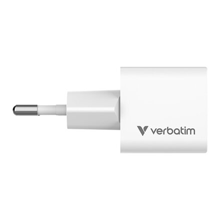 Verbatim, Mini GaN nabíječka 1 x USB-C, bílá, 20 W, Pouze pro vnitřní použití