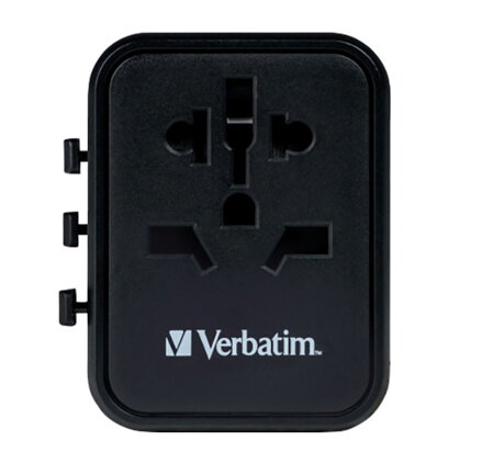 Verbatim, Cestovní adaptér univerzální World-to-World UTA-01 USB-A, černý, 12 W