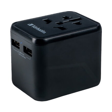 Verbatim, Cestovní adaptér univerzální World-to-World UTA-01 USB-A, černý, 12 W