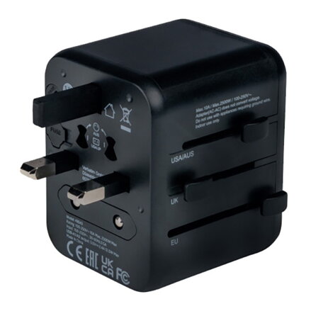Verbatim, Cestovní adaptér univerzální World-to-World UTA-01 USB-A, černý, 12 W