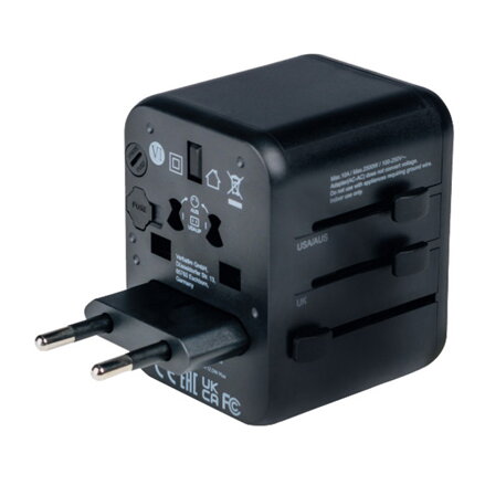 Verbatim, Cestovní adaptér univerzální World-to-World UTA-01 USB-A, černý, 12 W
