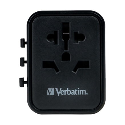 Verbatim, Cestovní adaptér univerzální World-to-World UTA-02 USB-A, USB-C, černý, 20 W