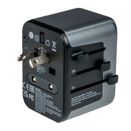 Verbatim, Cestovní adaptér univerzální World-to-World UTA-03 USB-A, USB-C, černý, 30 W