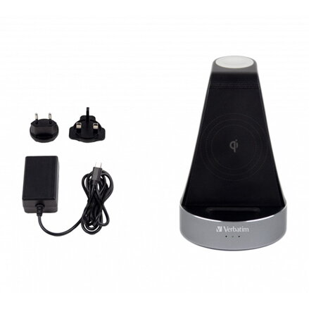 Verbatim, Nabíjecí stojan 2 v 1, pro iPhone a hodinky Apple Watch, černá, 9V, 20W, Certifikace MFi a Qi, DOPRODEJ Verbatim, Nabíjecí stojan 2 v 1, pro iPhone a hodinky Apple Watch, černá, 9V, 20W, Certifikace MFi a Qi, DOPRODEJ