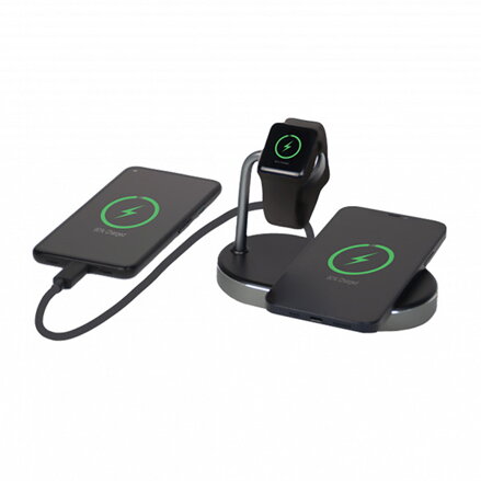 Verbatim, Nabíjecí stojan 3 v 1, pro iPhone a hodinky Apple Watch, černá, 15V, 44W, Certifikace MFi a Qi, DOPRODEJ Verbatim, Nabíjecí stojan 3 v 1, pro iPhone a hodinky Apple Watch, černá, 15V, 44W, Certifikace MFi a Qi, DOPRODEJ