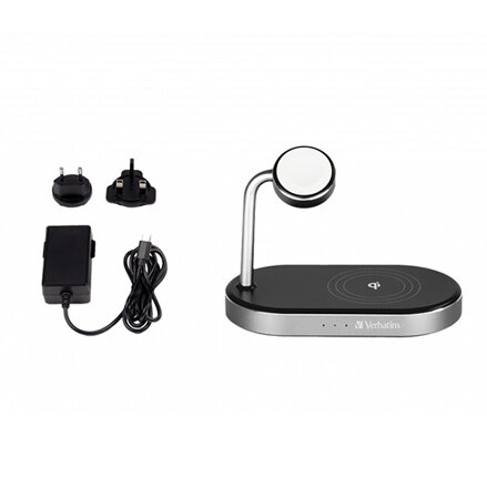 Verbatim, Nabíjecí stojan 3 v 1, pro iPhone a hodinky Apple Watch, černá, 15V, 44W, Certifikace MFi a Qi, DOPRODEJ Verbatim, Nabíjecí stojan 3 v 1, pro iPhone a hodinky Apple Watch, černá, 15V, 44W, Certifikace MFi a Qi, DOPRODEJ