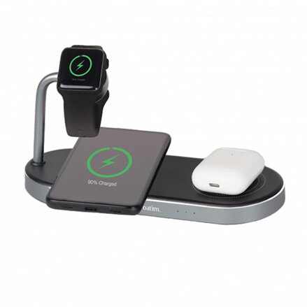 Verbatim, Duální nabíjecí podložka 3 v 1, pro dva telefony iPhone a hodinky Apple Watch, černá, 9V, 35W, Certifikace MFi a Qi