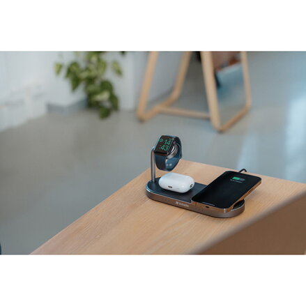 Verbatim, Duální nabíjecí podložka 3 v 1, pro dva telefony iPhone a hodinky Apple Watch, černá, 9V, 35W, Certifikace MFi a Qi