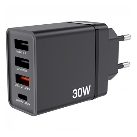 Verbatim Síťový adaptér 30W, 4 porty, 1x USB-C, 3x USB-A