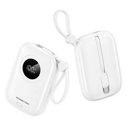 Powerton ENERGY WHITE EDITION Powerbanka 10000mAh, 2x USB-C, 22.5W, integrované kabely, bílá