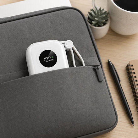 Powerton ENERGY WHITE EDITION Powerbanka 10000mAh, 2x USB-C, 22.5W, integrované kabely, bílá