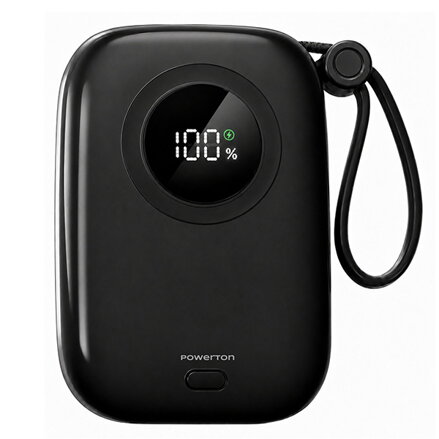 Powerton ENERGY DARK EDITION 10000mAh, 2x USB-C, 22.5W, integrovaný kabely, černá