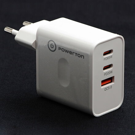 Powerton Síťový adaptér 65W, 3 porty, USB-C, USB-A, 65W GaN Charger