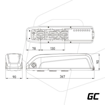 Green Cell Li-Ion Baterie Elektrokola Down Tube Li-Ion, 48V, 14500mAh, 696Wh