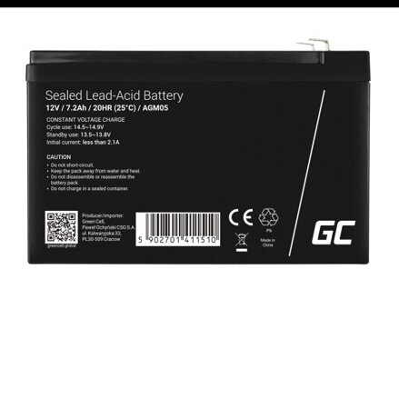 Green Cell VRLA AGM Green Cell 12V, 2.1A, 7.2Ah