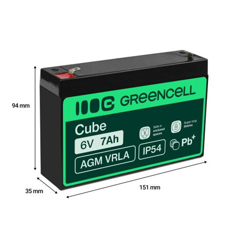 Green Cell VRLA AGM 6V, 2.1A, 7Ah