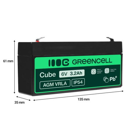 Green Cell AGM baterie 6V 3.3Ah