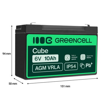 Green Cell AGM baterie 6V 10Ah