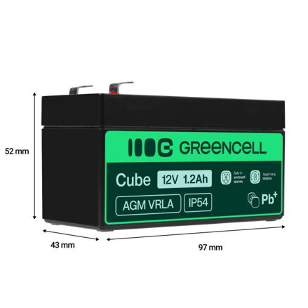 Green Cell AGM baterie 12V 1.2Ah