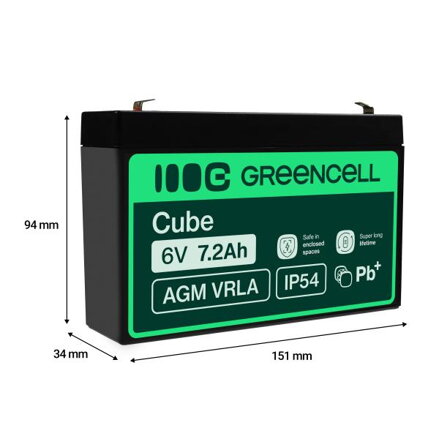 baterie AGM VRLA Green Cell 6V 7.2Ah