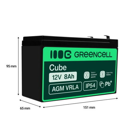 Green Cell AGM baterie 12V 8Ah