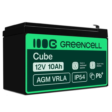Green Cell bezpečnostní bezúdržbová baterie AGM VRLA 12V 10Ah pro UPS jednotky