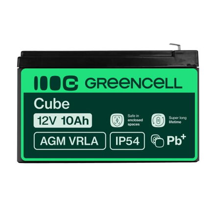 Green Cell bezpečnostní bezúdržbová baterie AGM VRLA 12V 10Ah pro UPS jednotky