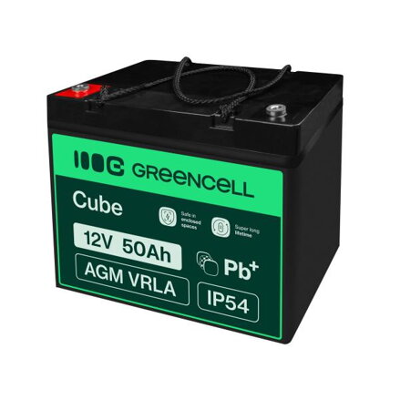 Green Cell bezúdržbová baterie AGM VRLA 12V 50Ah pro sekačky, lodě, invalidní vozíky a koloběžky