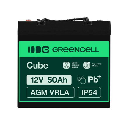 Green Cell bezúdržbová baterie AGM VRLA 12V 50Ah pro sekačky, lodě, invalidní vozíky a koloběžky