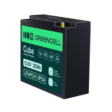 Green Cell CUBE LiFePO4 20Ah 12.8V 256Wh lithium Iron fosfátová baterie pro traktor, elektrická vozidla