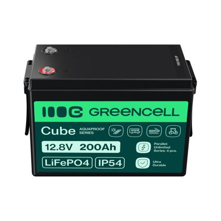 Green Cell CUBE LiFePO4  battery 200Ah 12.8V 2560Wh Solární baterie pro karavan, solární panely, food truck.nezávislý energetický