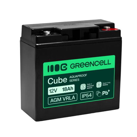 Greencell AGM VRLA 12V 18Ah maintenance-free baterie pro cash registers, kamery (181x77x167mm)