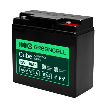 Greencell AGM VRLA 12V 18Ah maintenance-free baterie pro cash registers, kamery (181x77x167mm)