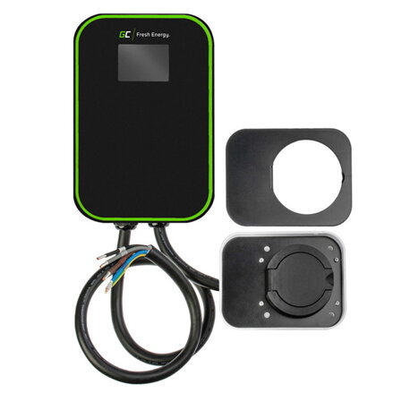 Green Cell Wallbox s nabíjecím kabelem El.vozidla 380V, 32A, 22kW, EV15RFID IP66, ochrana proti přehřátí a zkratu, 5x ac. card