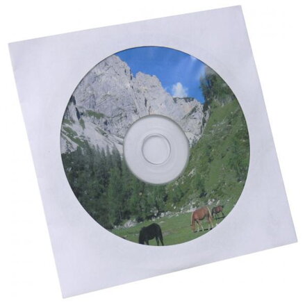 Obálka na 1 ks CD, papír, bílá, s okénkem, Logo, 100-pack