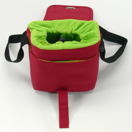 Taška na kameru, polyester, červená, Flower, suchý zip, 17x18x10 s popruhem přes rameno, Logo