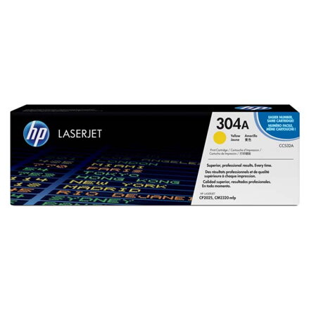 HP originální toner CC532A, yellow, 2800str., HP 304A, HP Color LaserJet CP2025, CM2320, O