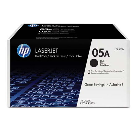 HP originální toner CE505D, black, 4600 (2x2300)str., HP 05A, HP LaserJet P2035, 2055, 2ks, O