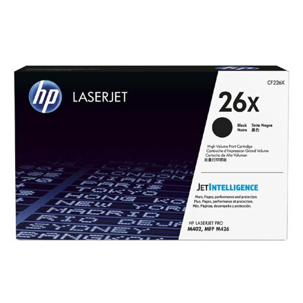 HP originální toner CF226X, black, 9000str., HP 26X, high capacity, HP LaserJet Pro M402, Pro MFP M426, 930g, O