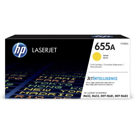 HP originální toner CF452A, yellow, 10500str., HP 655A, HP Color LaserJet Enterprise M652dn,M652n,M653dh,M653, O