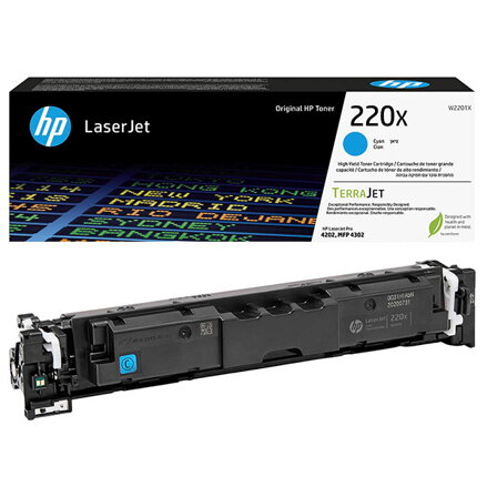 HP originální toner W2201X, cyan, 5500str., HP 220X, high capacity, HP Color LaserJet Pro MFP 4301, MFP 4303