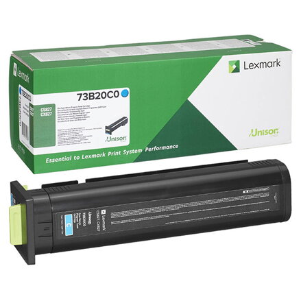 Lexmark originální toner 73B20C0, cyan, 15000str., return, Lexmark CS827de, CX827de